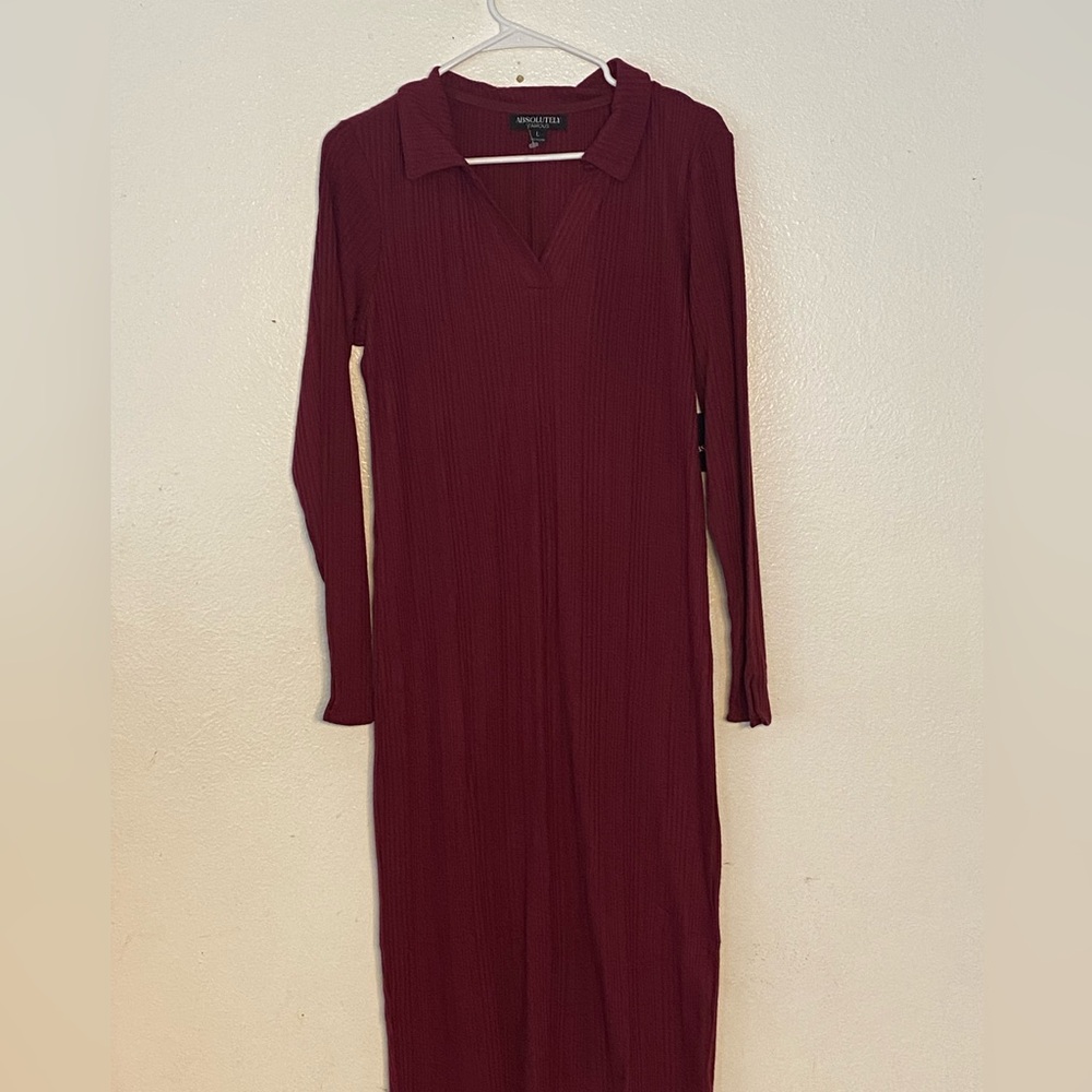 Absolutely Famous Burgundy Midi Dress